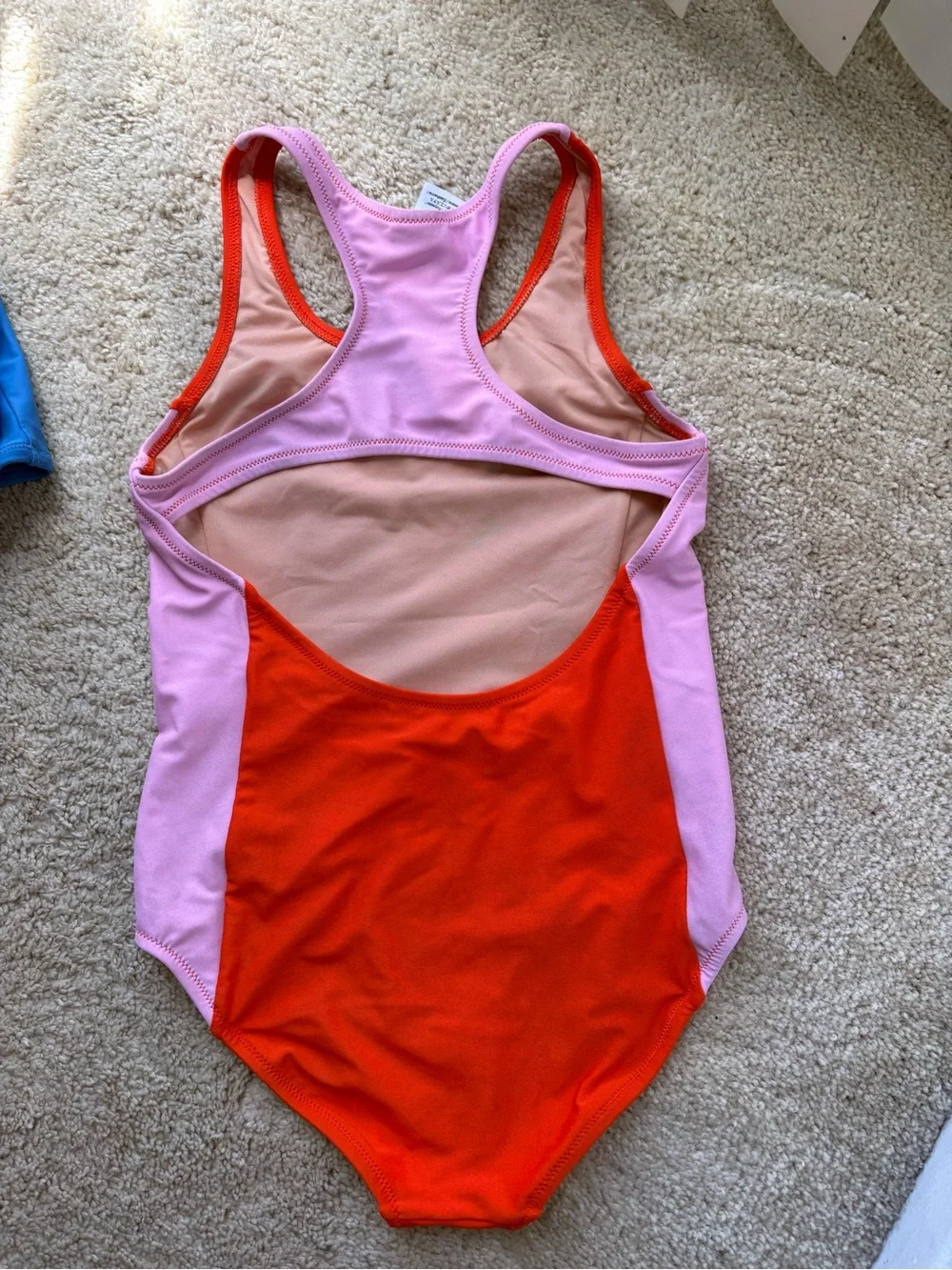 Crewcuts Orange and Pink Colorblock One-Piece Swimsuit